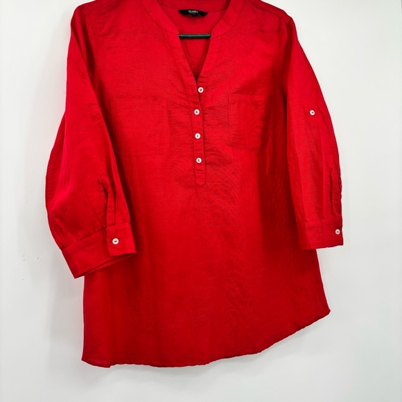 Red 60% Linen, 40% Cotton Top - Picture 5 of 9